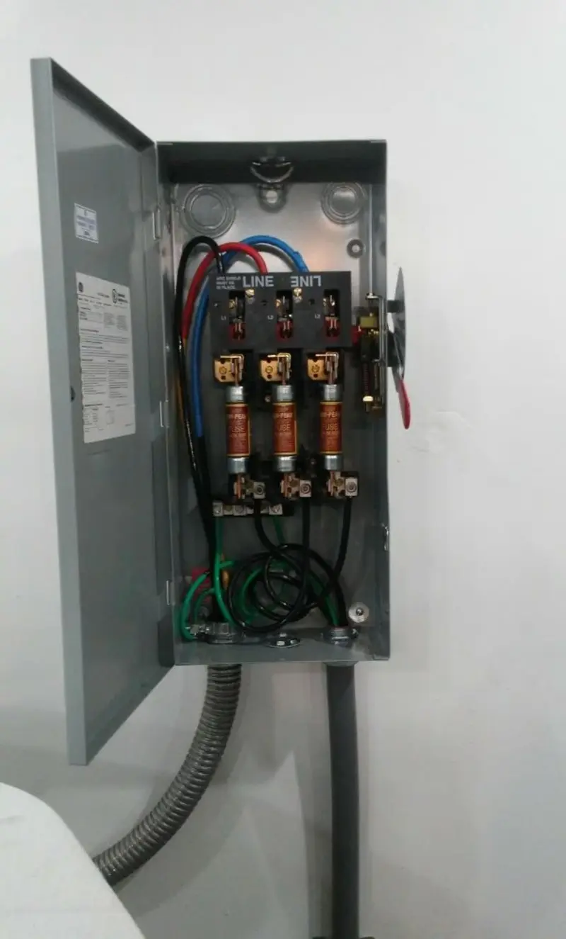 Three-phase disconnect switch installed for Electrical Wiring & Rewiring in Otis Orchards-East Farms